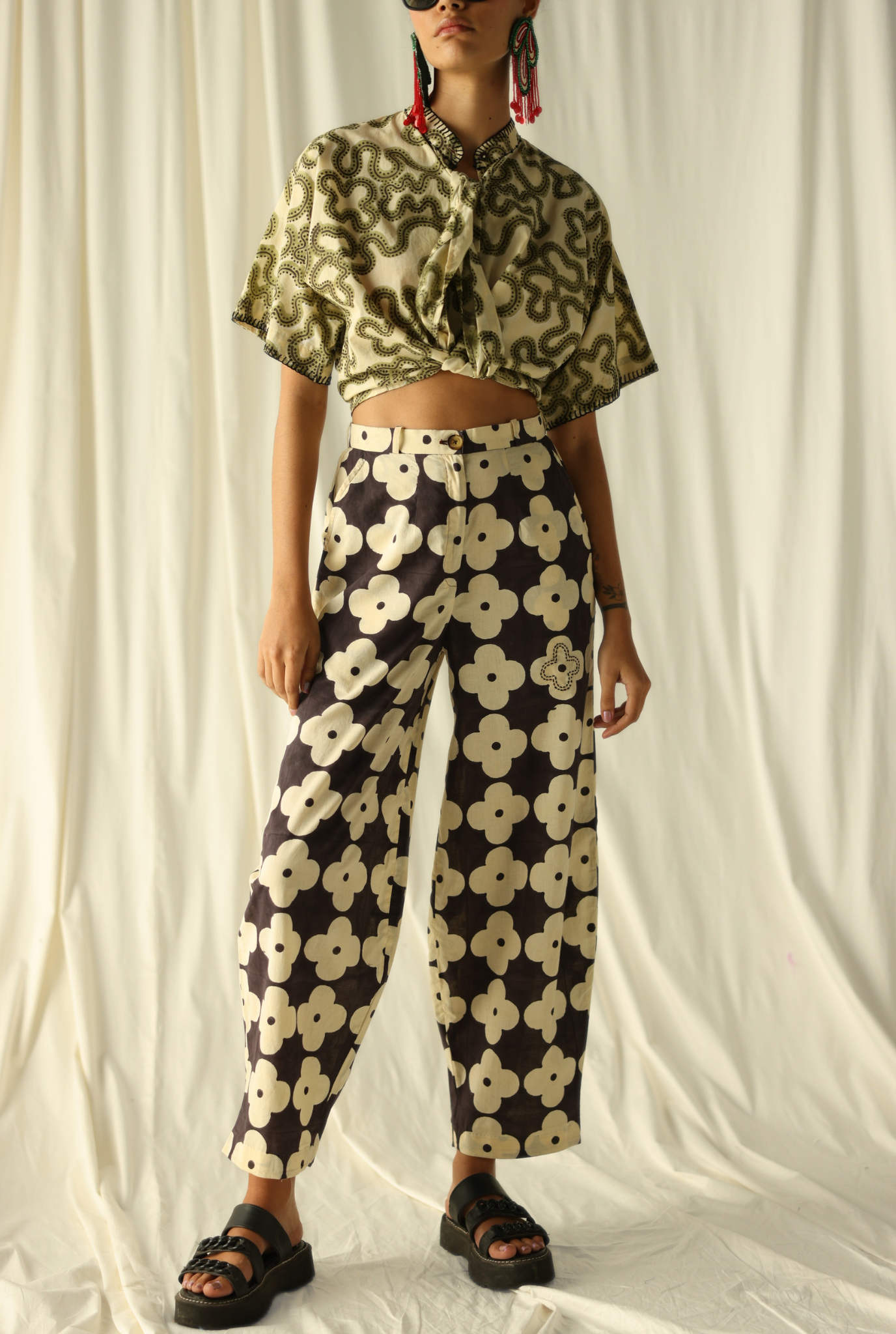 green-squiggle-print-hand-crafted-womens-shirt