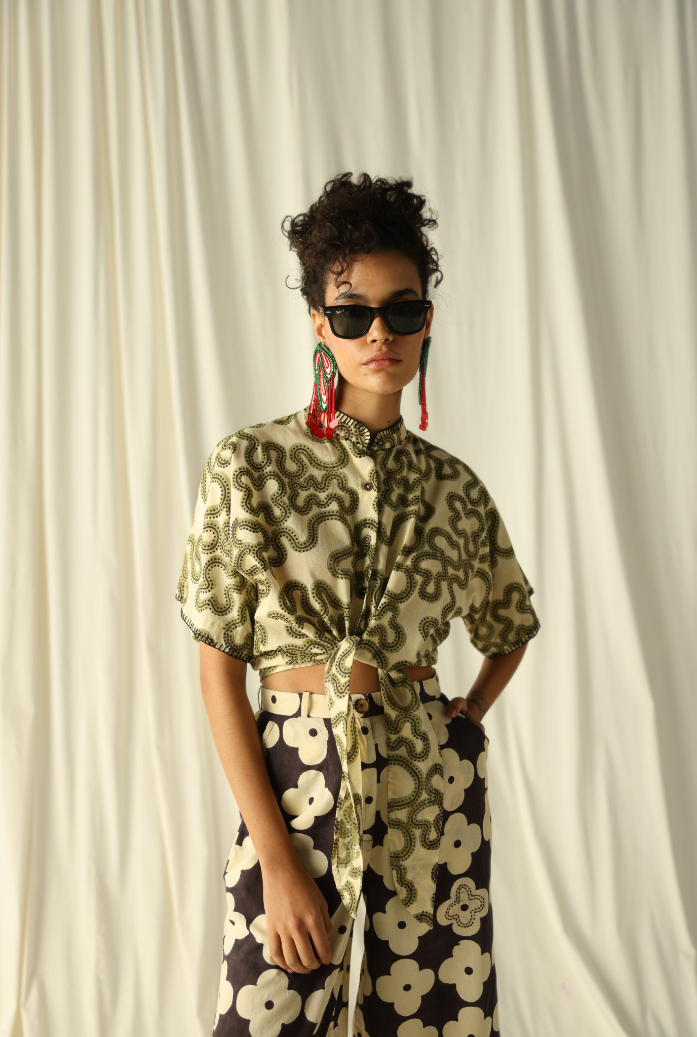 green-squiggle-print-hand-crafted-womens-shirt