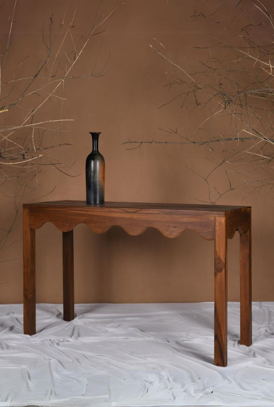 Scallop Teakwood Console Table (SHIPPING ONLY IN INDIA)