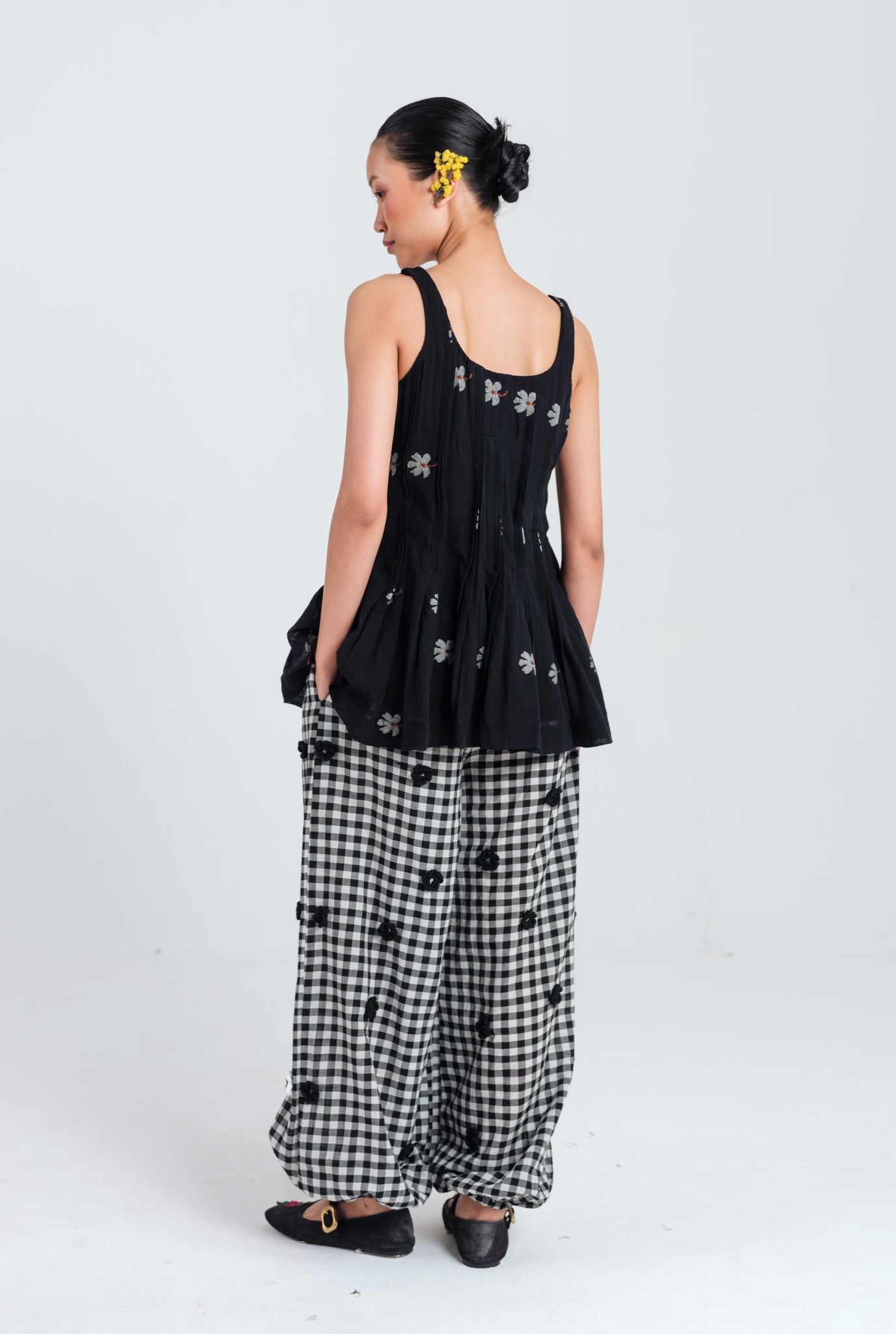 Leap Jamdani Pleated Top
