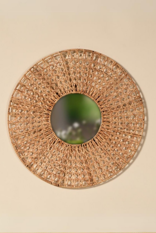 Cane Round Wall Mirror   (SHIPPING ONLY IN INDIA)