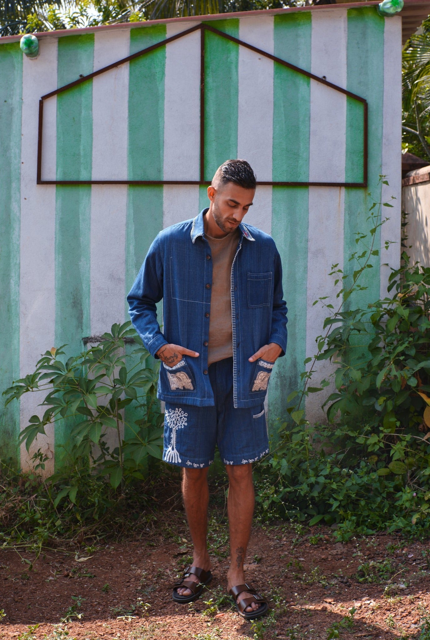 Neza Handloom Denim Shorts