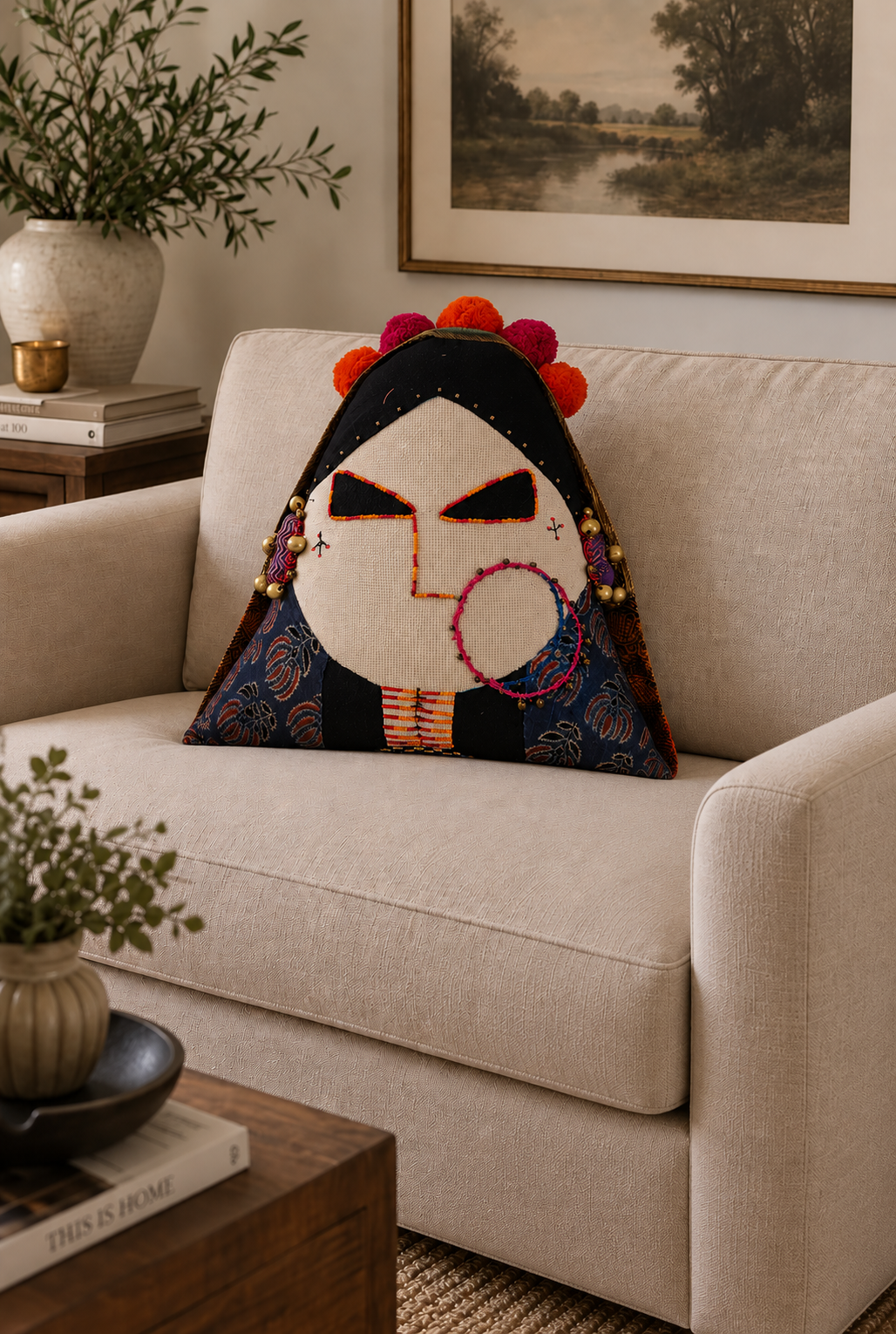 WOMAN OF KUTCH ART CUSHION
