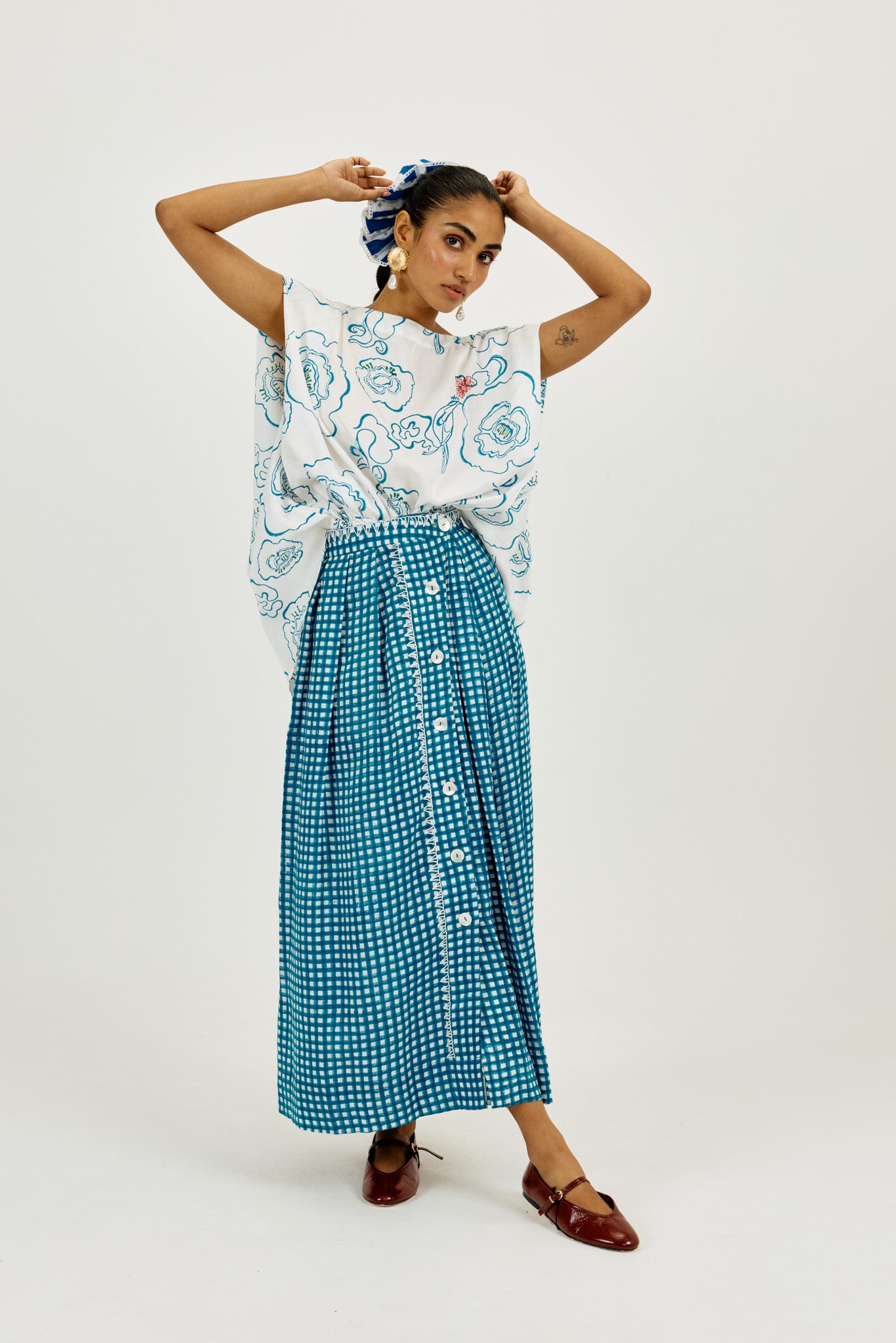 Soro check skirt