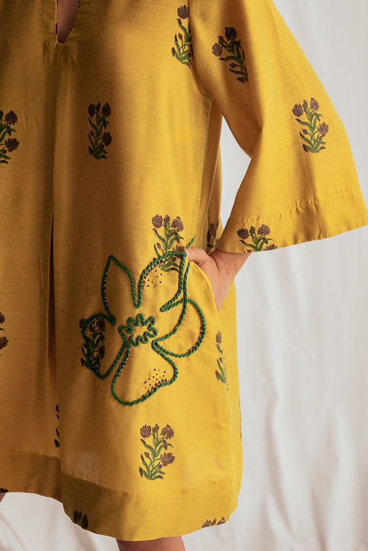Nimbu Silk Shift Dress