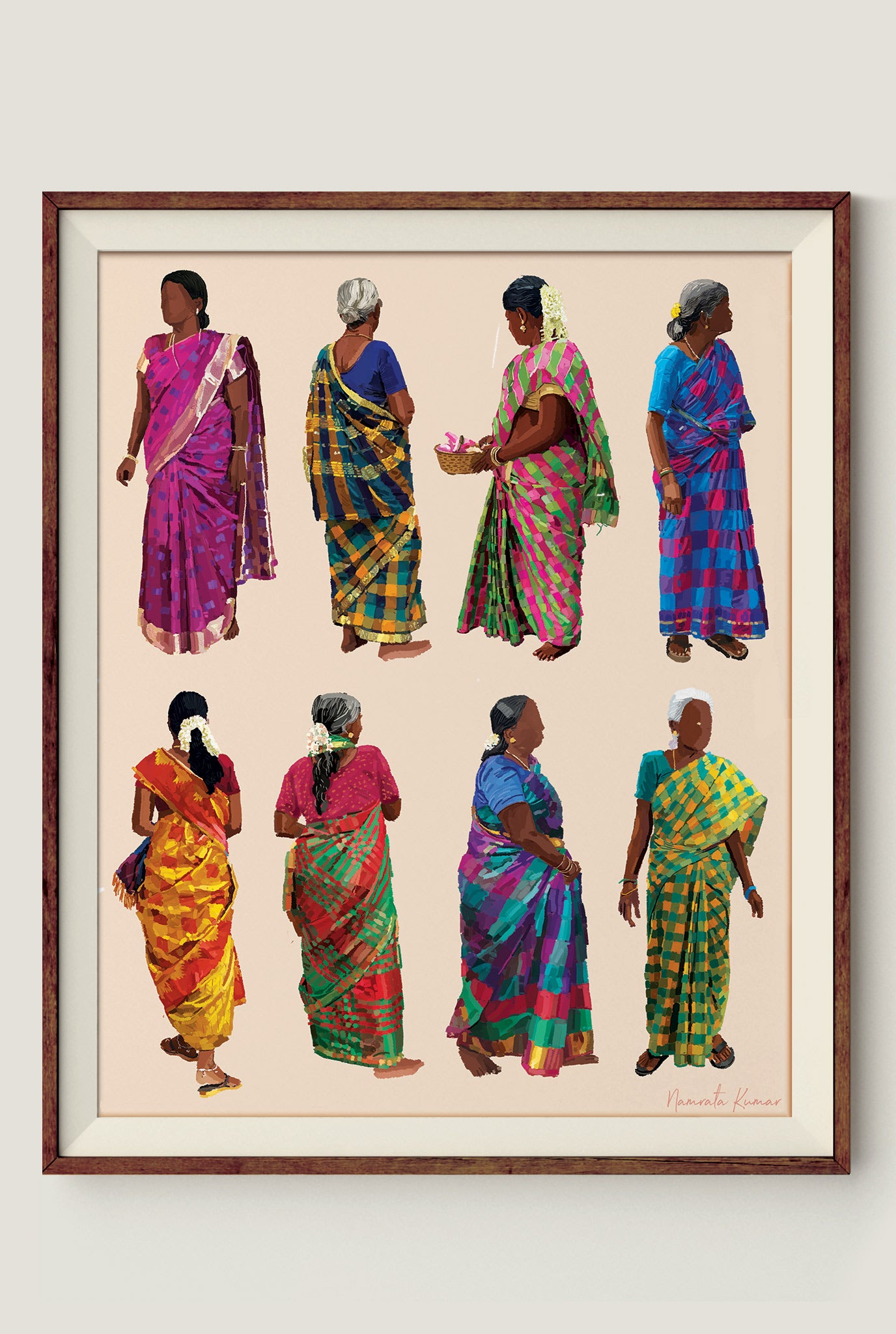 Saris Of The South Checked Art Print