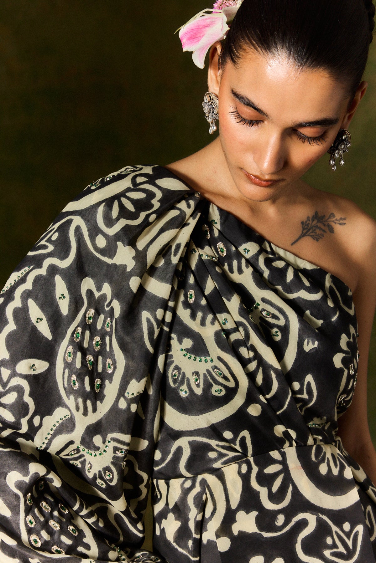 Nida Silk One Shoulder Dress