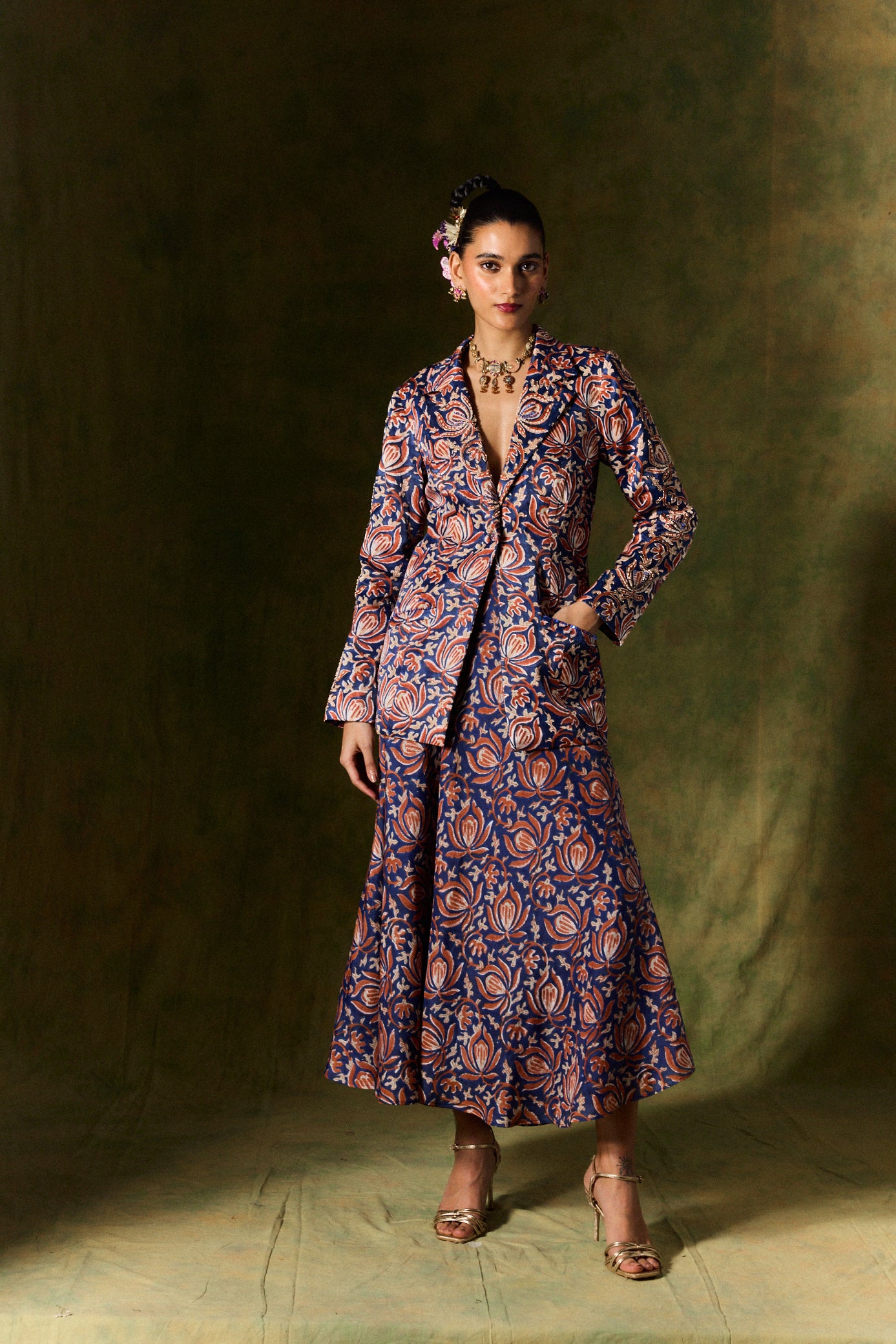 Inaaya Silk Blazer And Skirt Set - Main Image