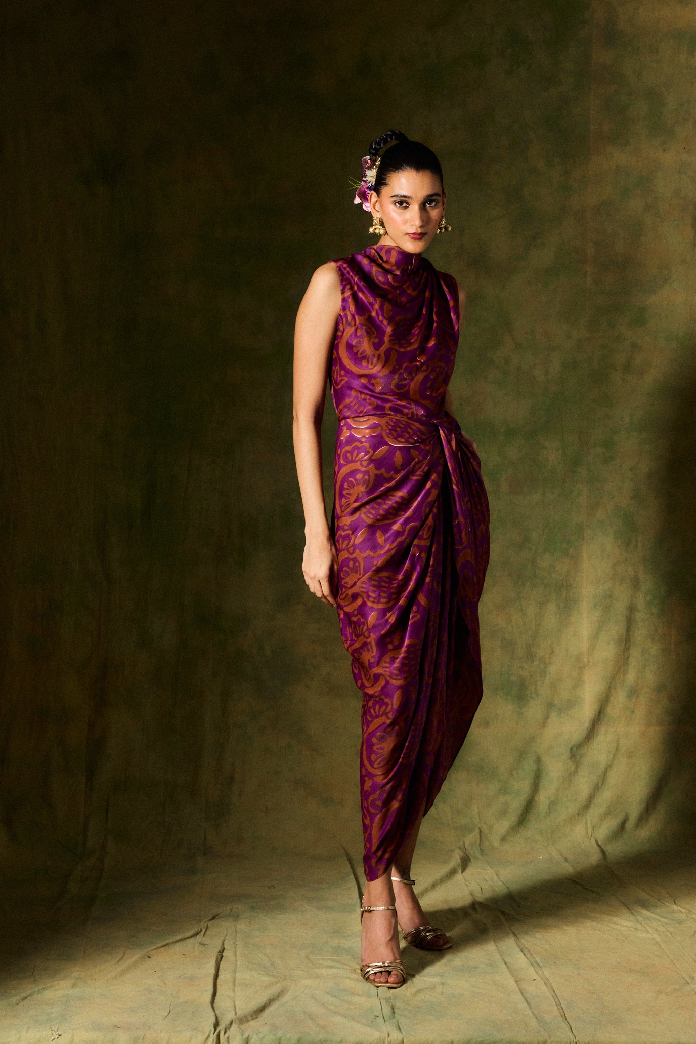 Saanjh Silk Draped Dress