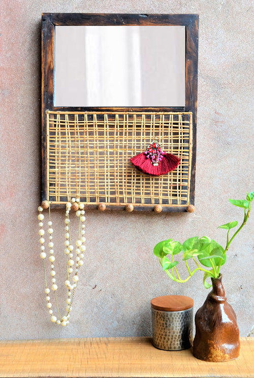handcrafted-jewelry organizer- teak wood-cane mesh-sustainable-jodi