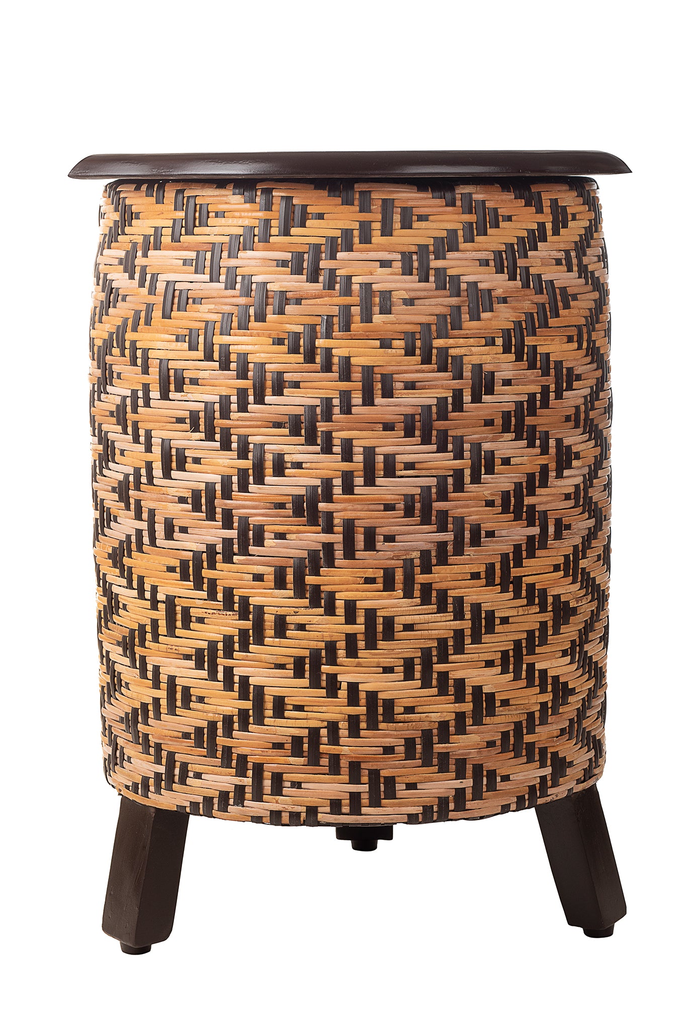 basket- storage- side table- cane weaving-teakwood frame-handcrafted-jodi
