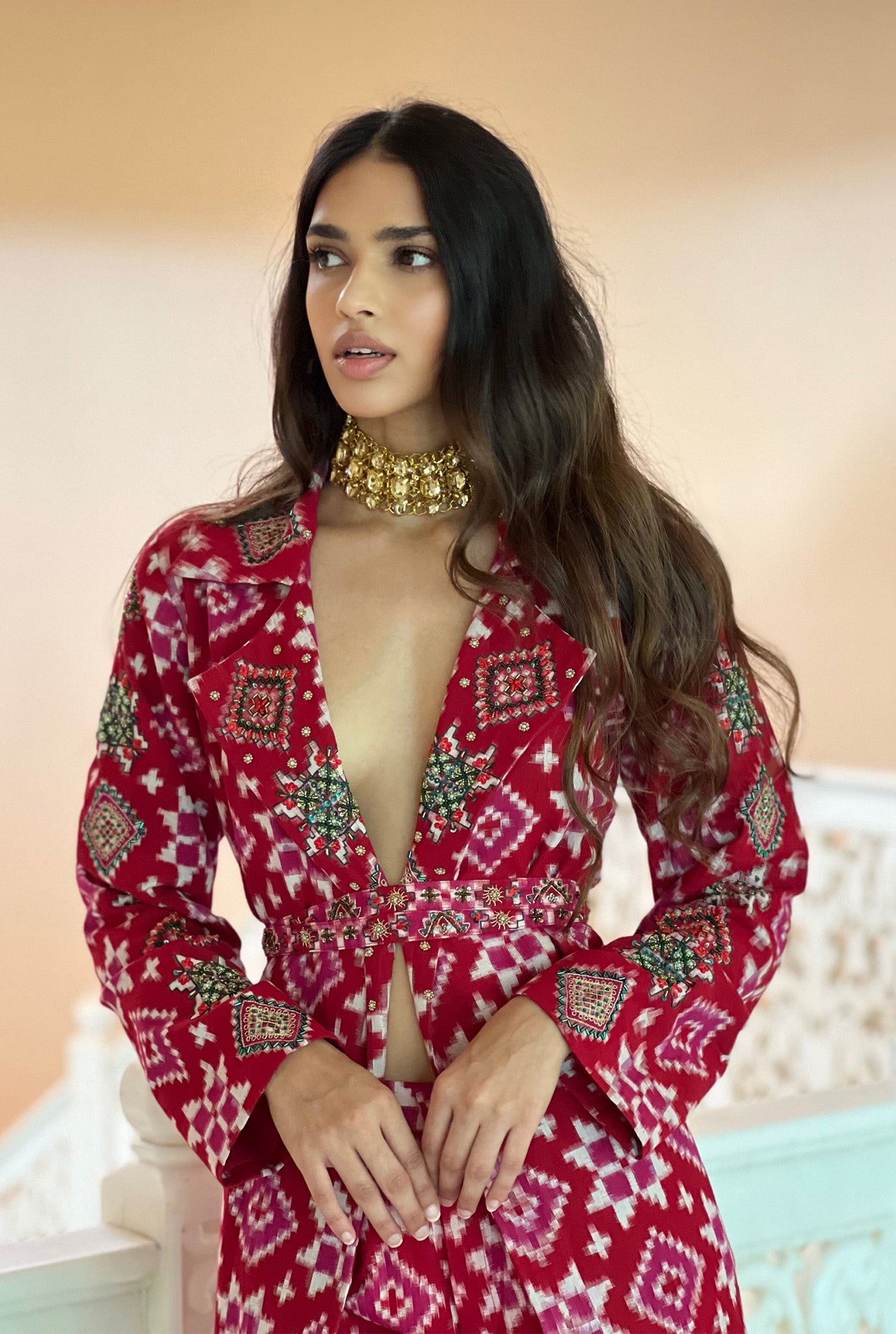 Ahilya Ikat Trench Kurta