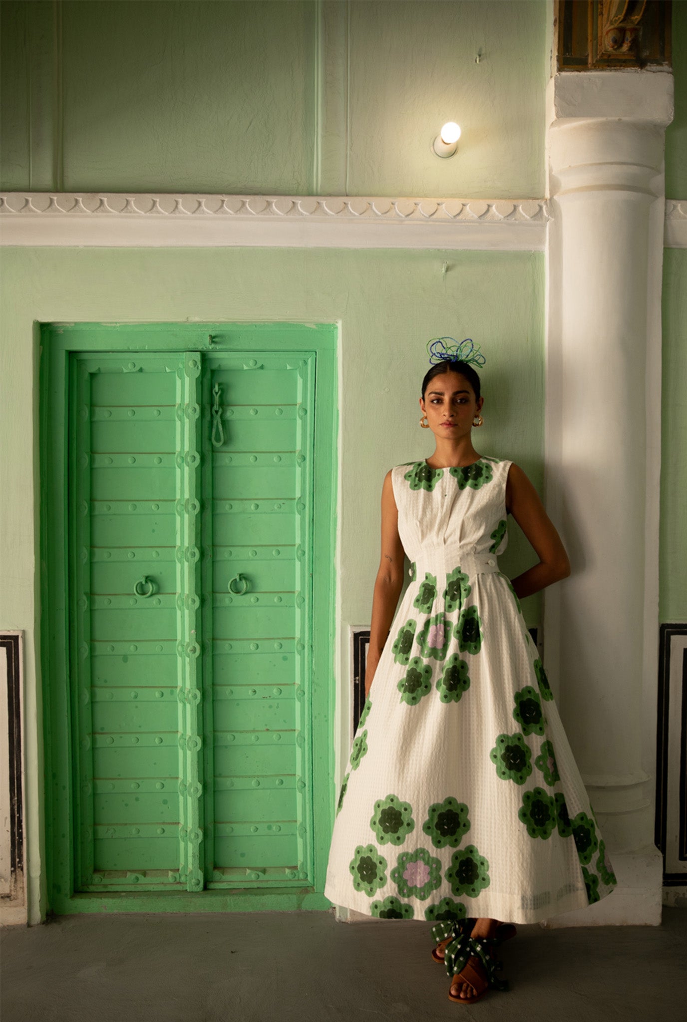 Phool Handloom Pleated Midi Dress
