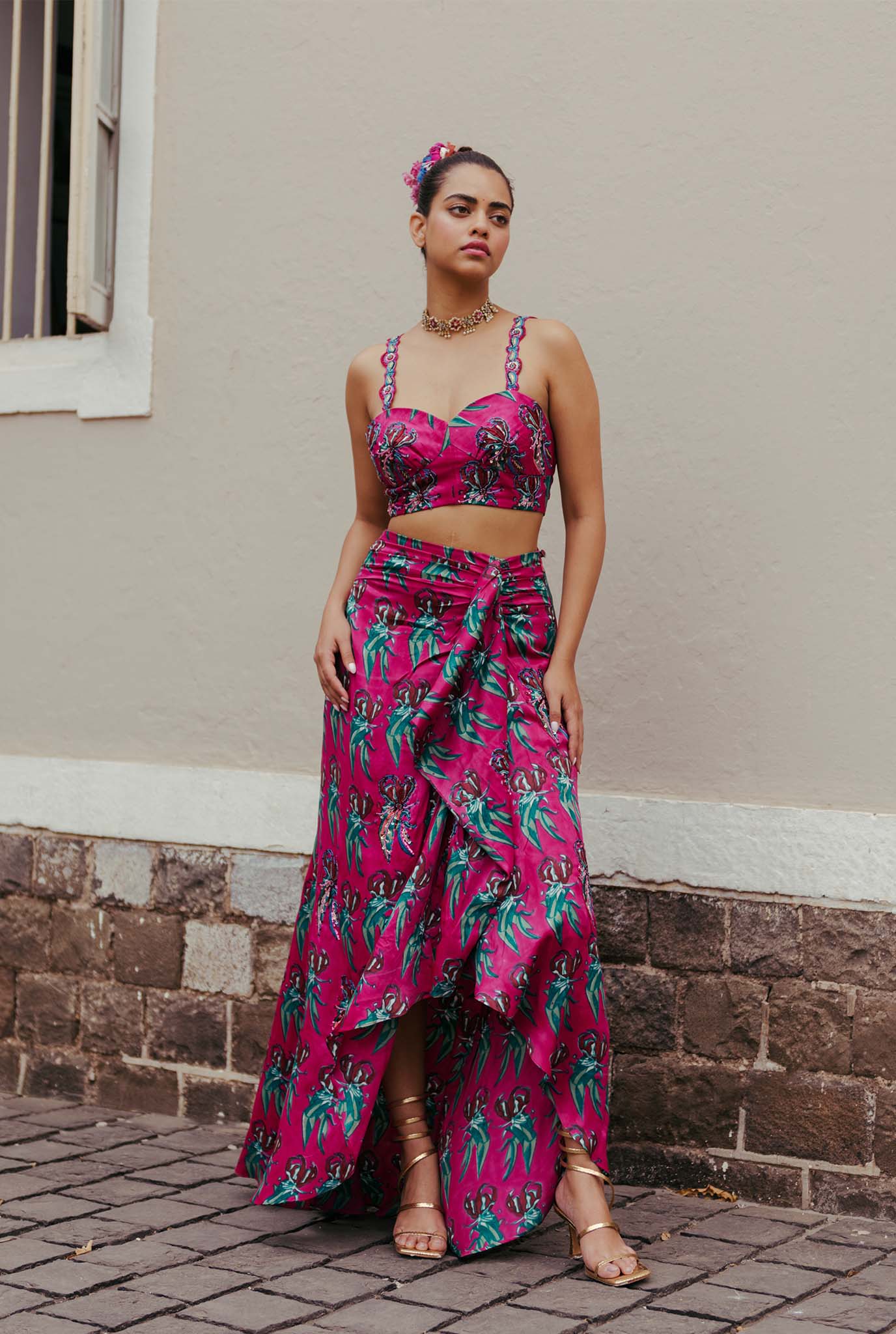 The-Jodi-Life-silk-magenta-silk-sustainable-handcrafted-embroidery-blouse-skirt