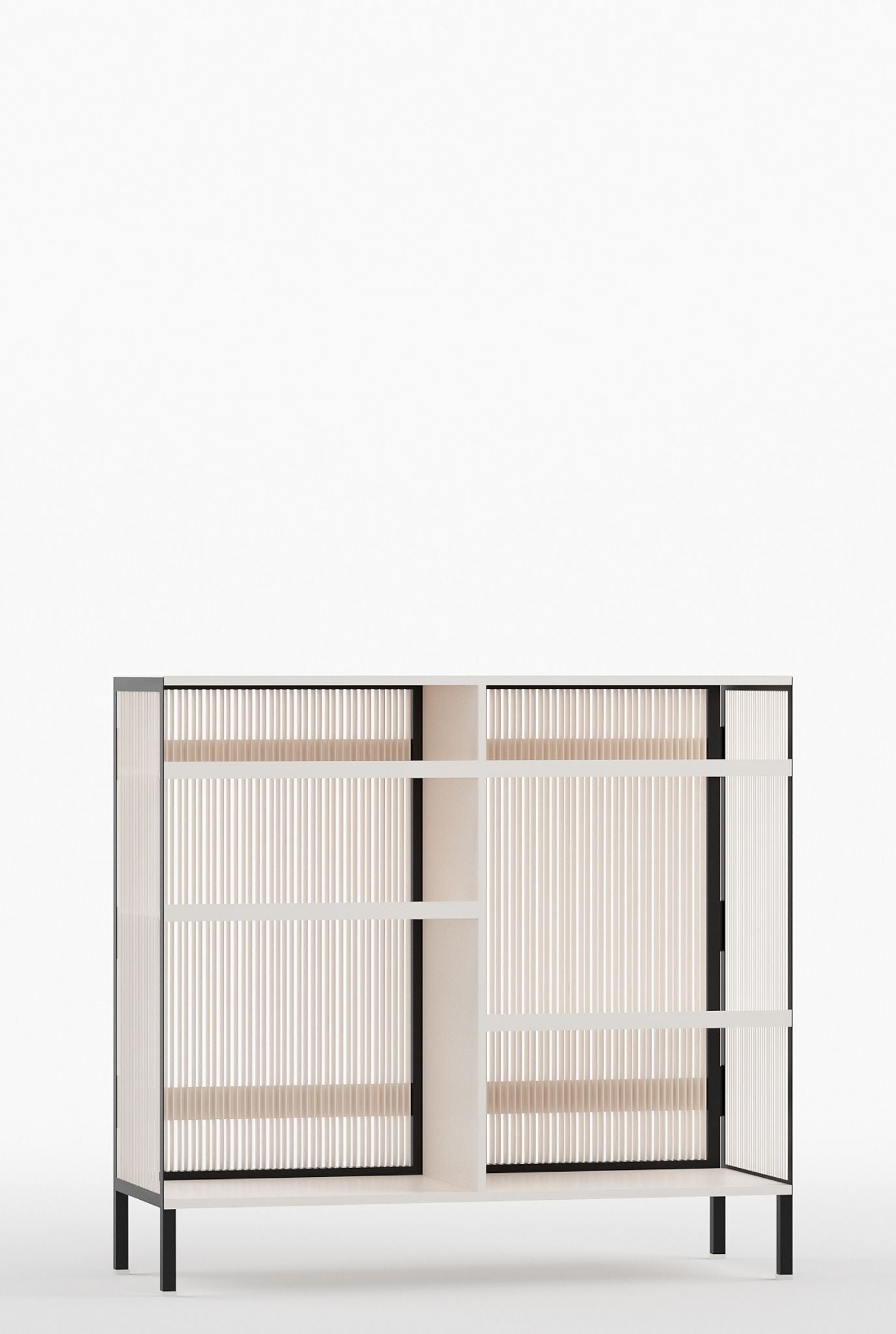 Metro Bar Metal Cabinet In Ivory and Matt Black