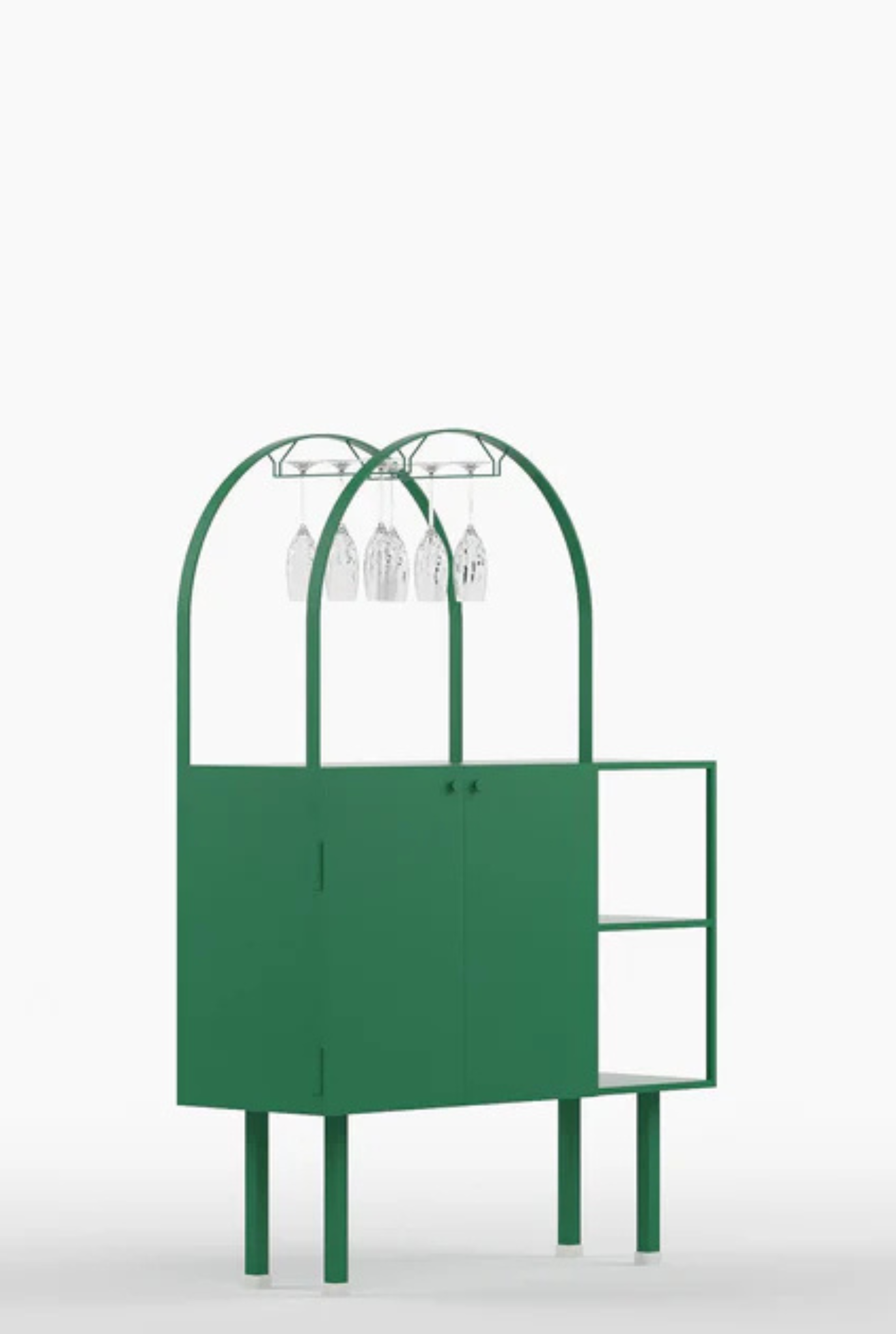 Curio Modern Minimalist Metal Bar Cabinet in Emerald Green Colour