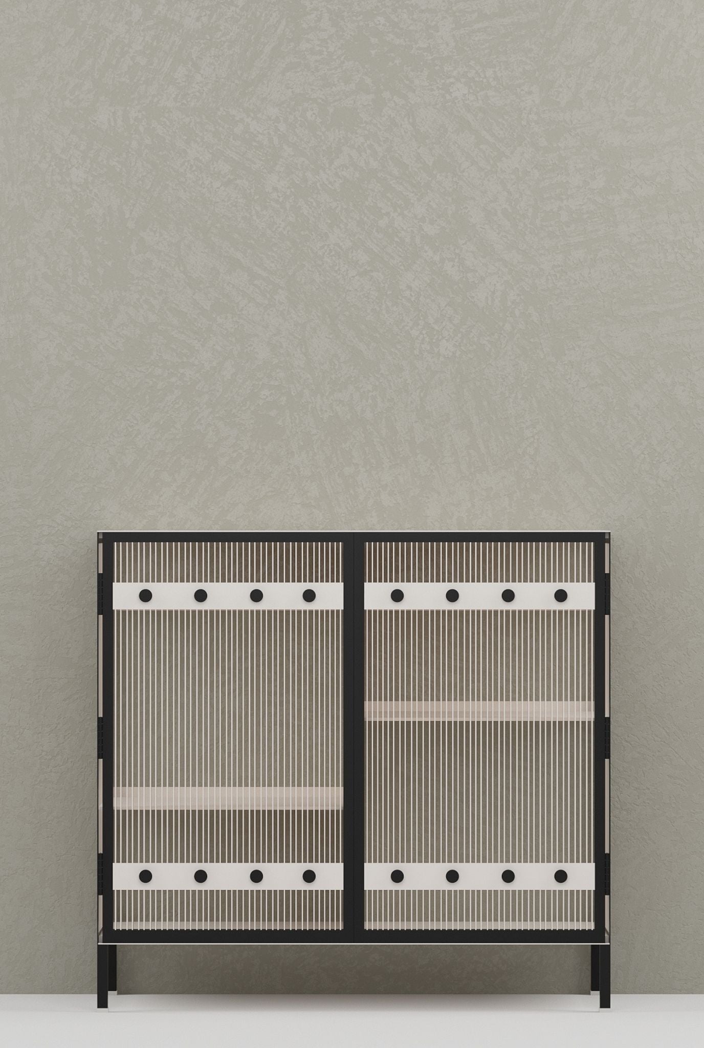 Metro Bar Metal Cabinet In Ivory and Matt Black