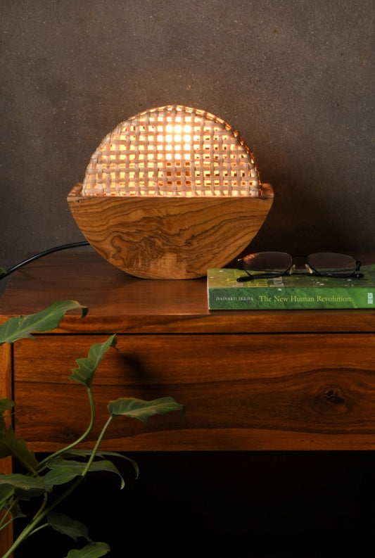 Noksen Cane Teak Table Lamp (SHIPPING ONLY IN INDIA)