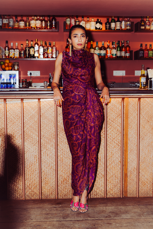 SAANJH SILK DRAPED DRESS