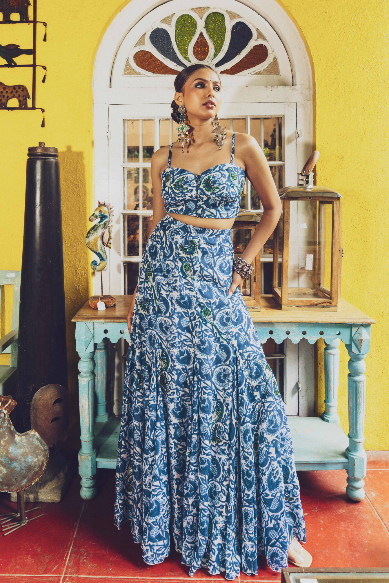 Shalimar Silk Bralette & Skirt Set