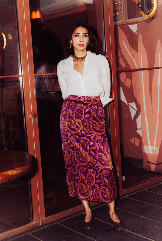 SAANJH SILK PENCIL SKIRT