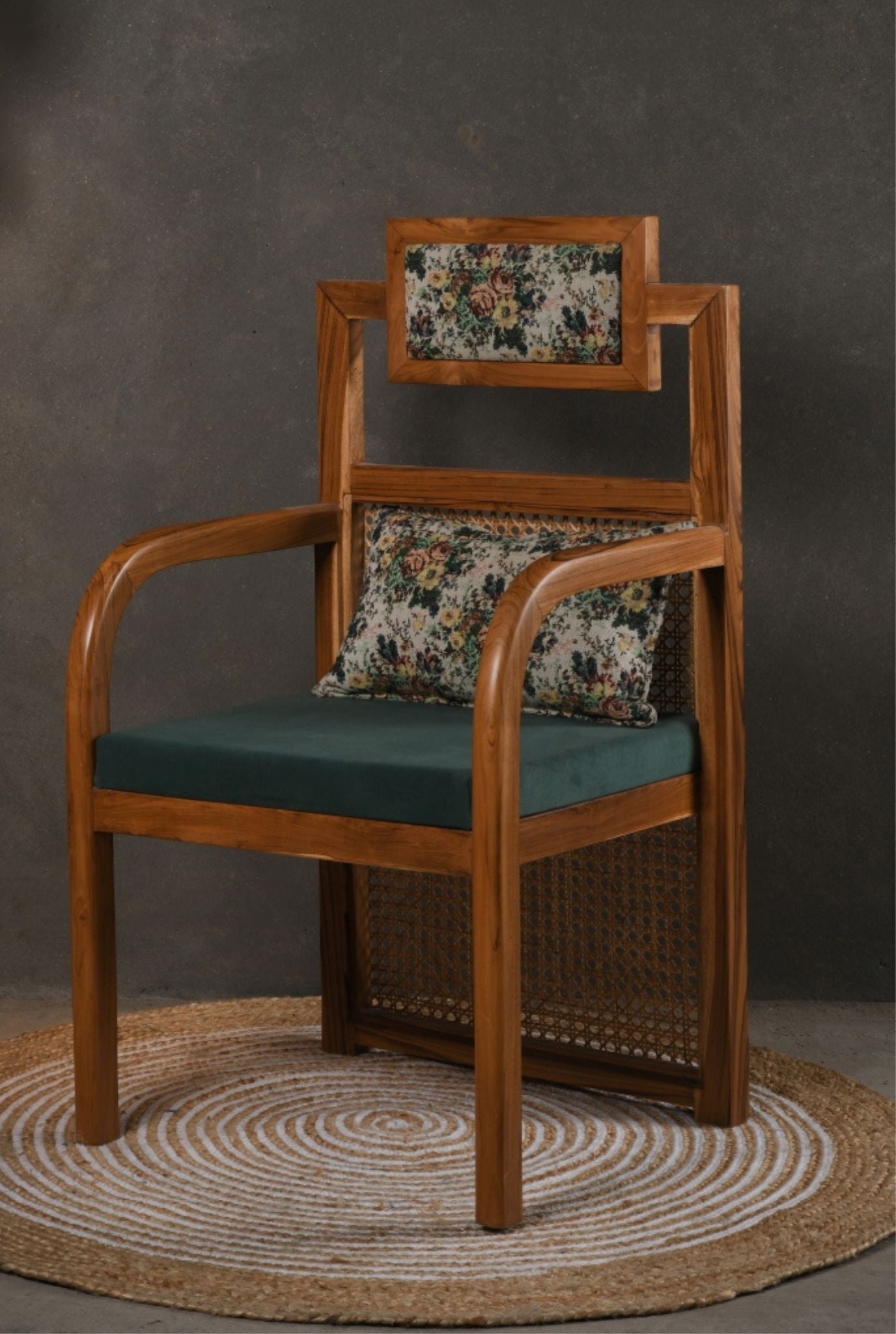 Chen Teakwood Cane Armchair (SHIPPING ONLY IN INDIA)