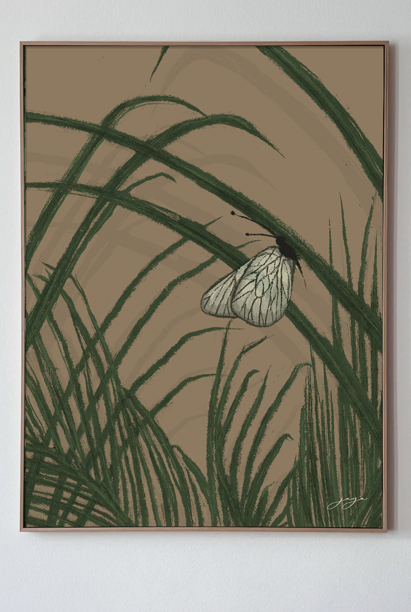 Palm Leaves and the Butterfly