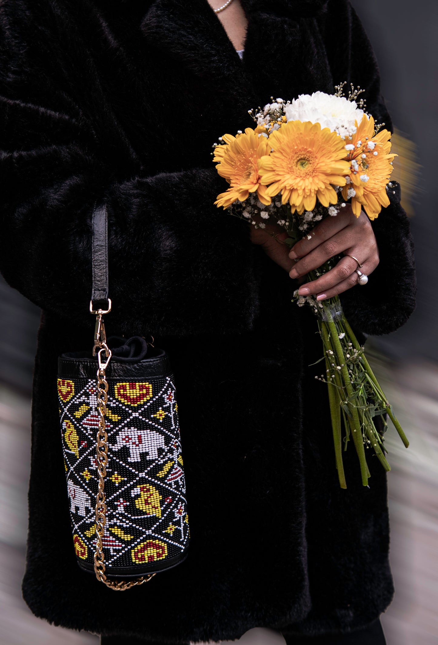 Amara Patola Bucket Bag - Black