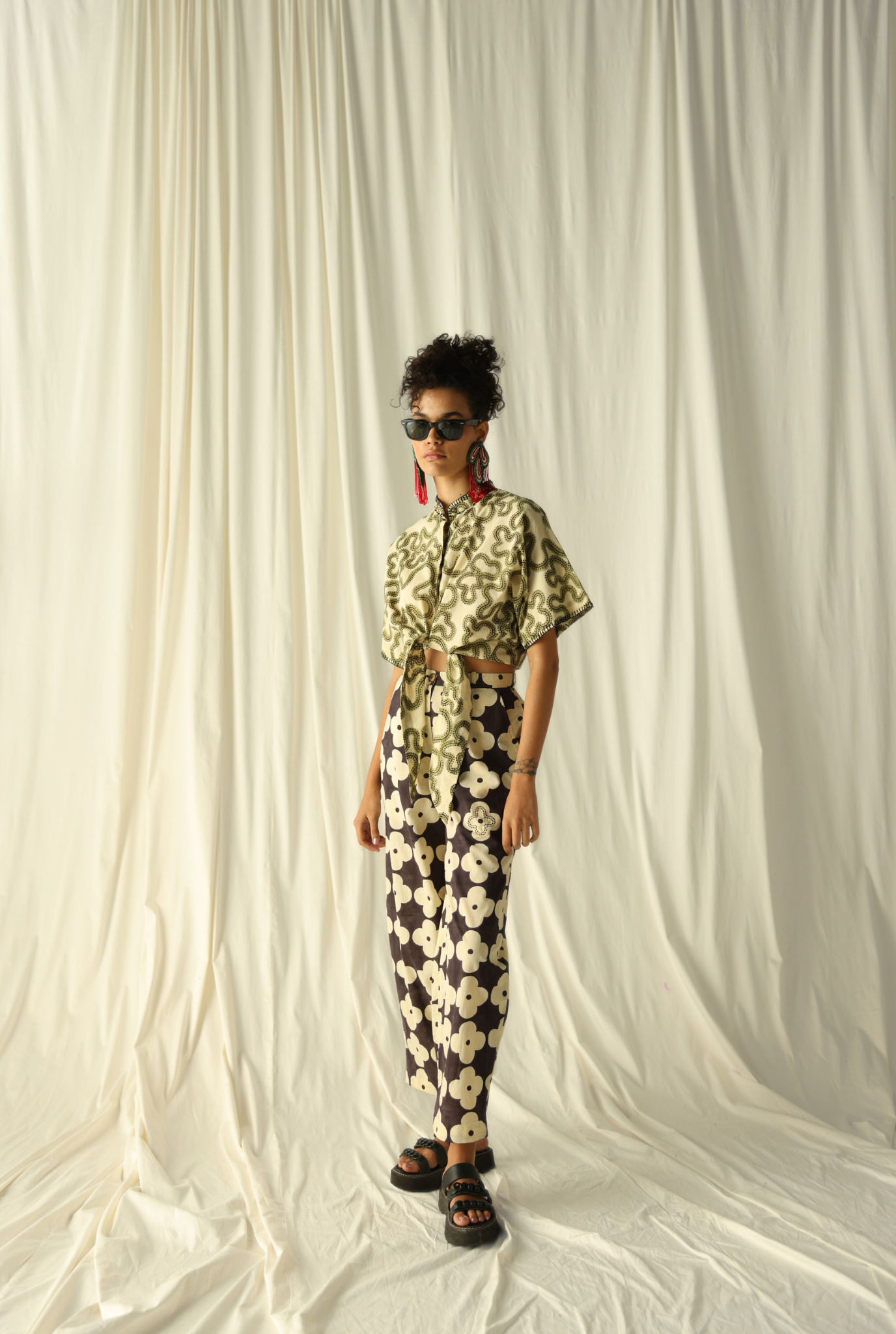 green-squiggle-print-hand-crafted-womens-shirt
