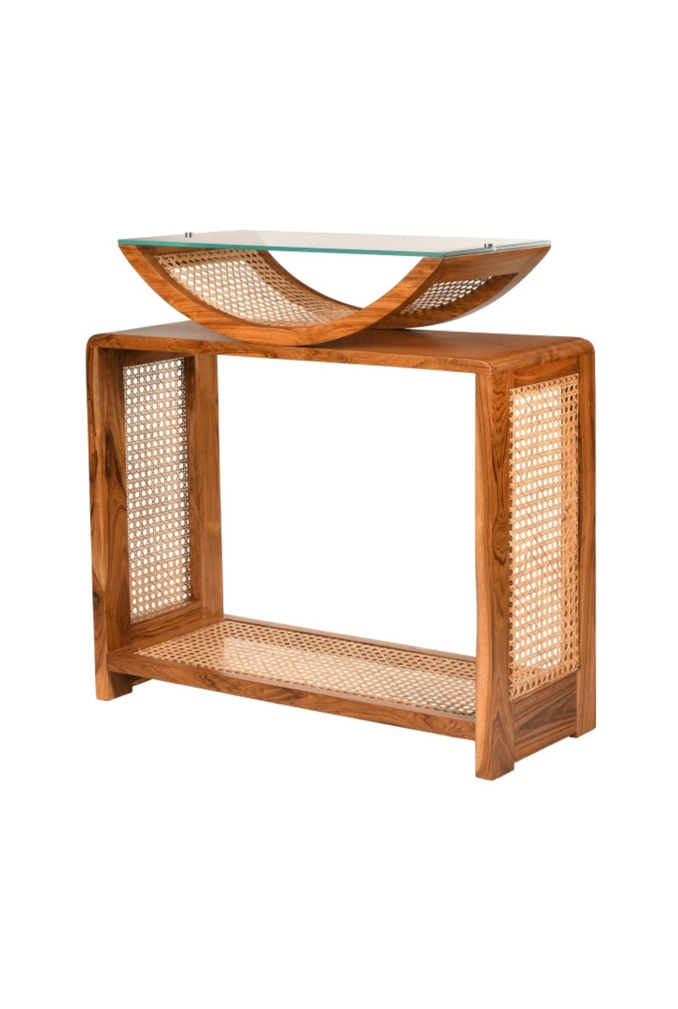 Arch Cane Teakwood Console Table (Shipping Only In India)