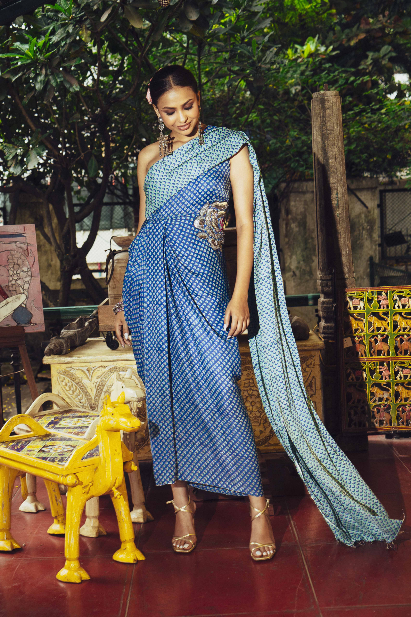Zaroon Silk Saree Dress