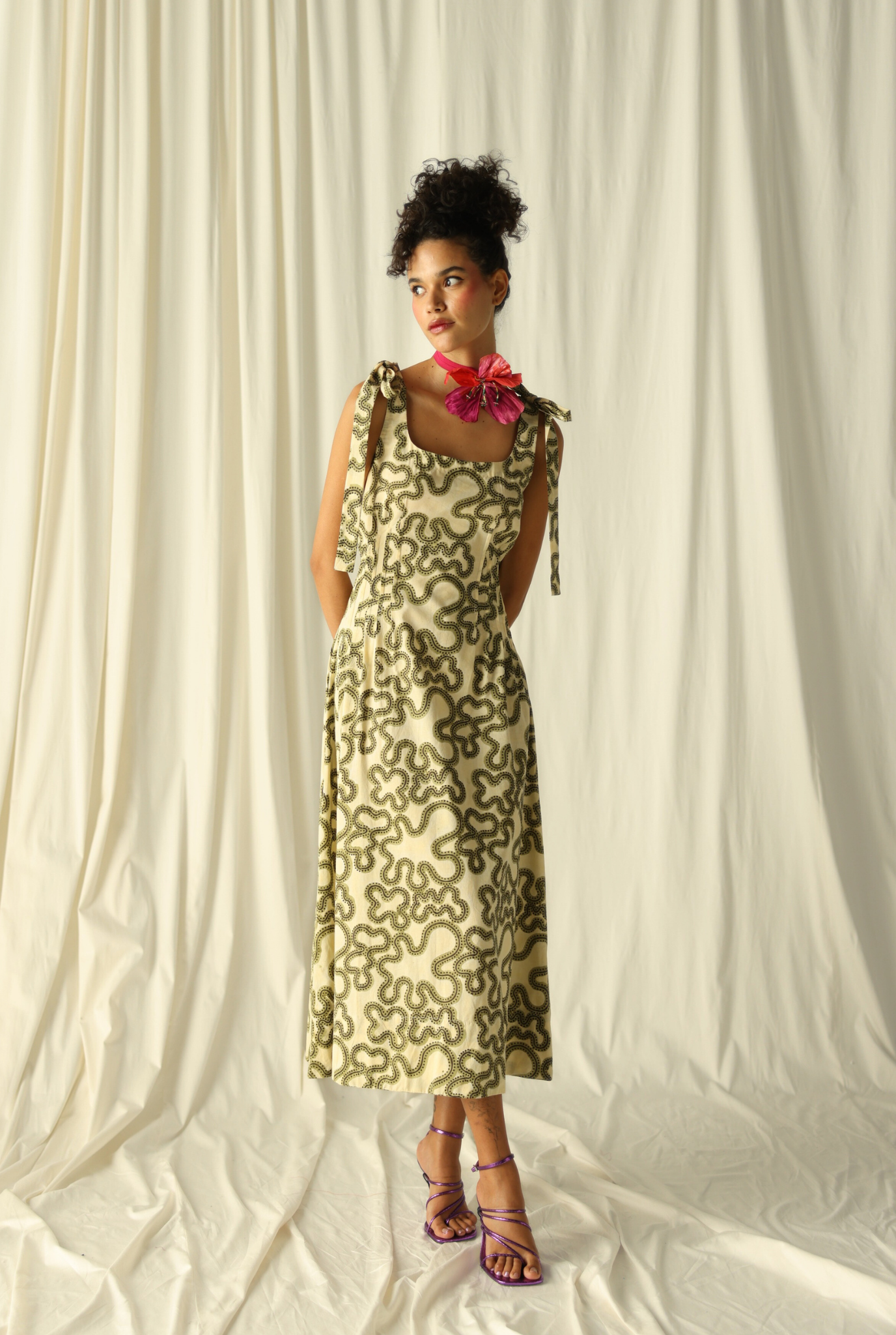 green-squiggle-print-cotton-hand-block-printed-dress