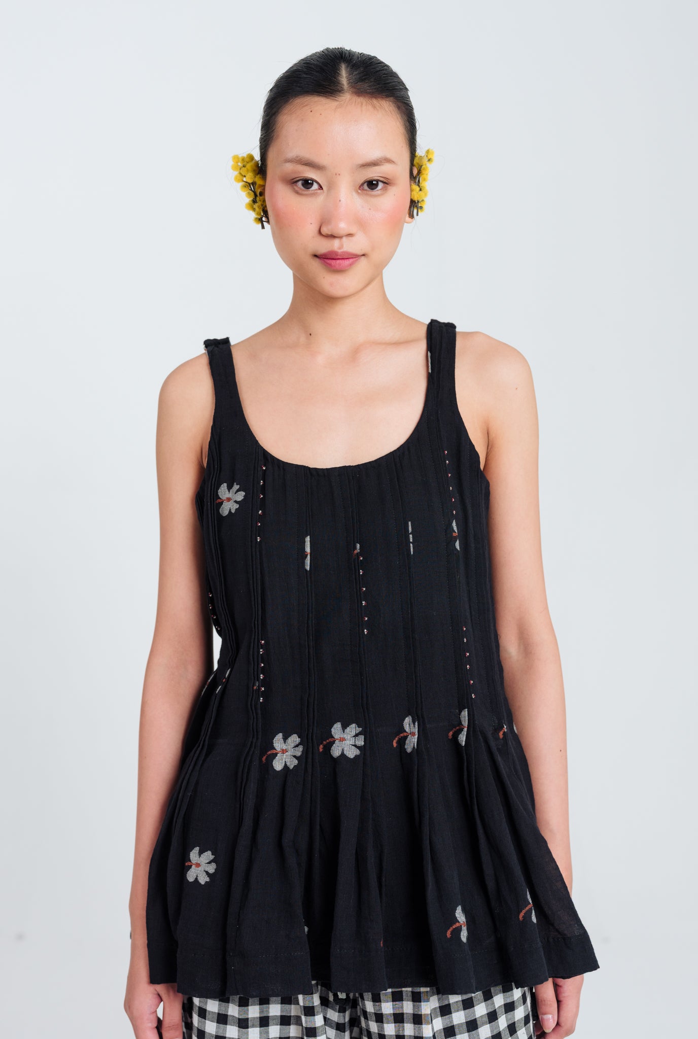 Leap Jamdani Pleated Top