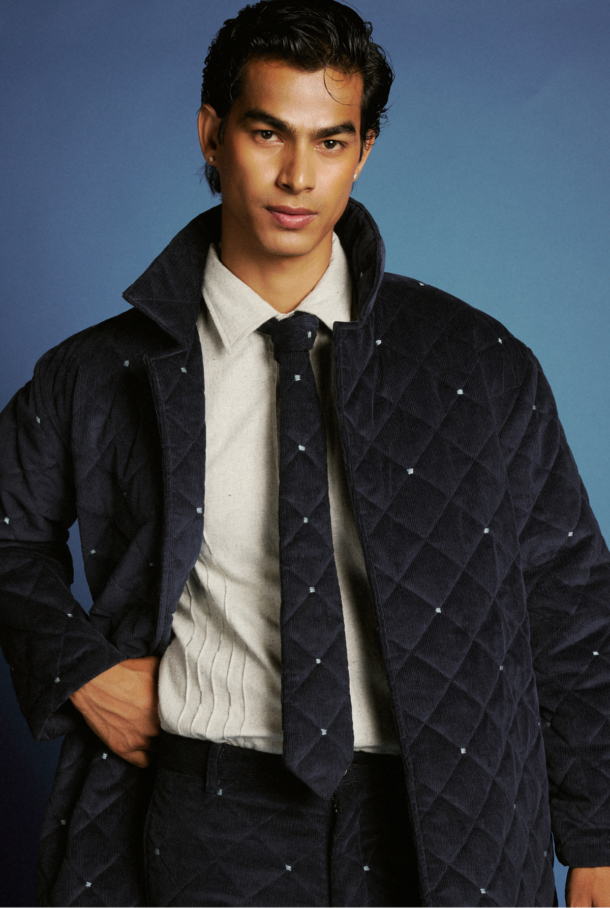 QUILTED TIE (BLUE)