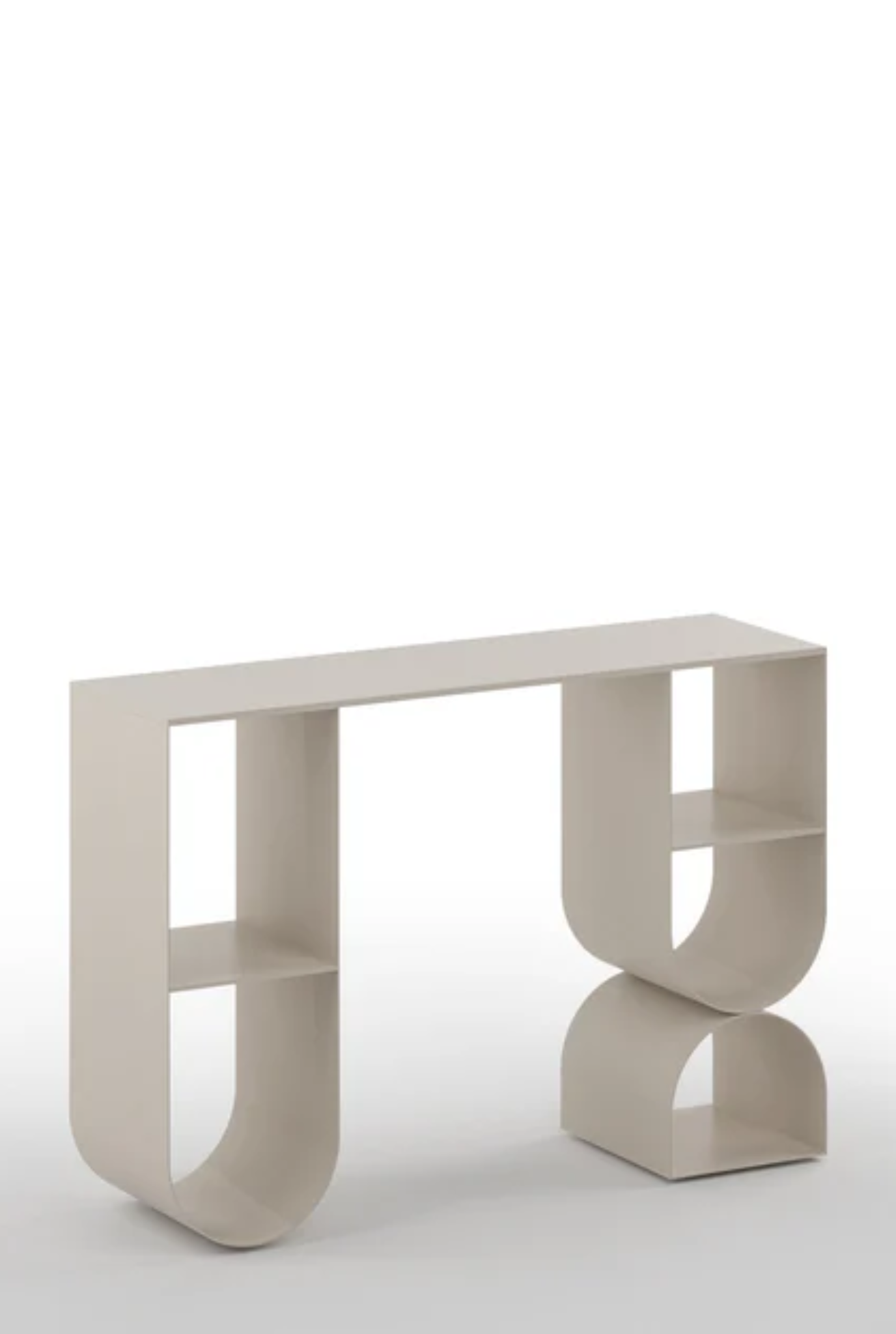 Japandi Entryway Accent Metal Console Table in Beige Colour