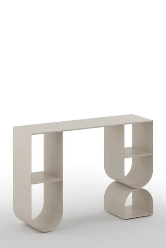 Japandi Entryway Accent Metal Console Table in Beige Colour