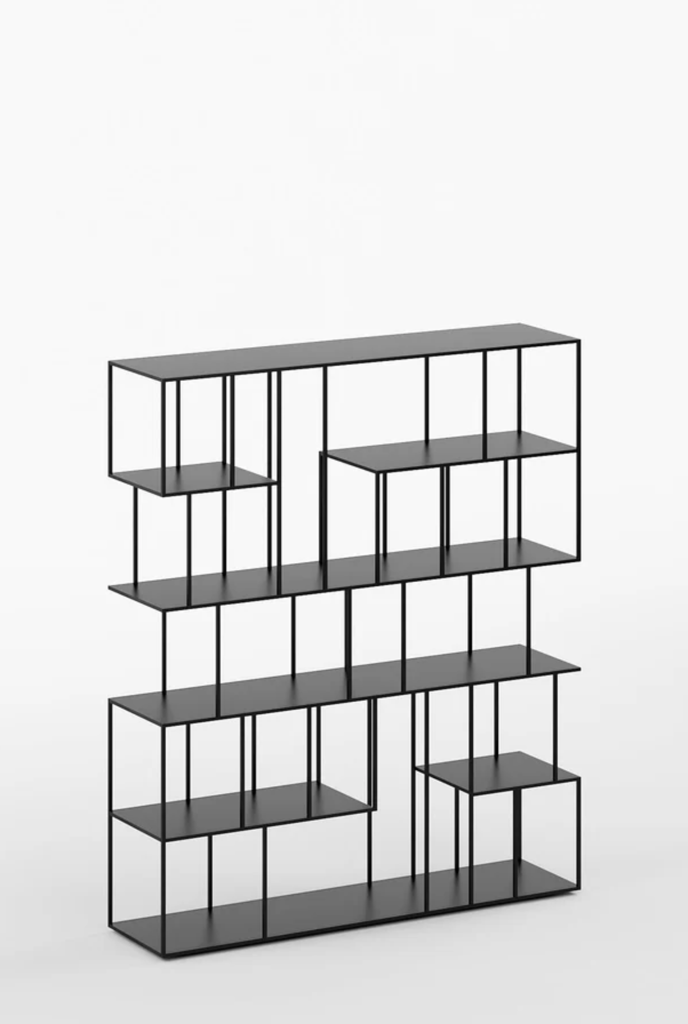 Geometric Grid Metal Bookshelf In Matt Black