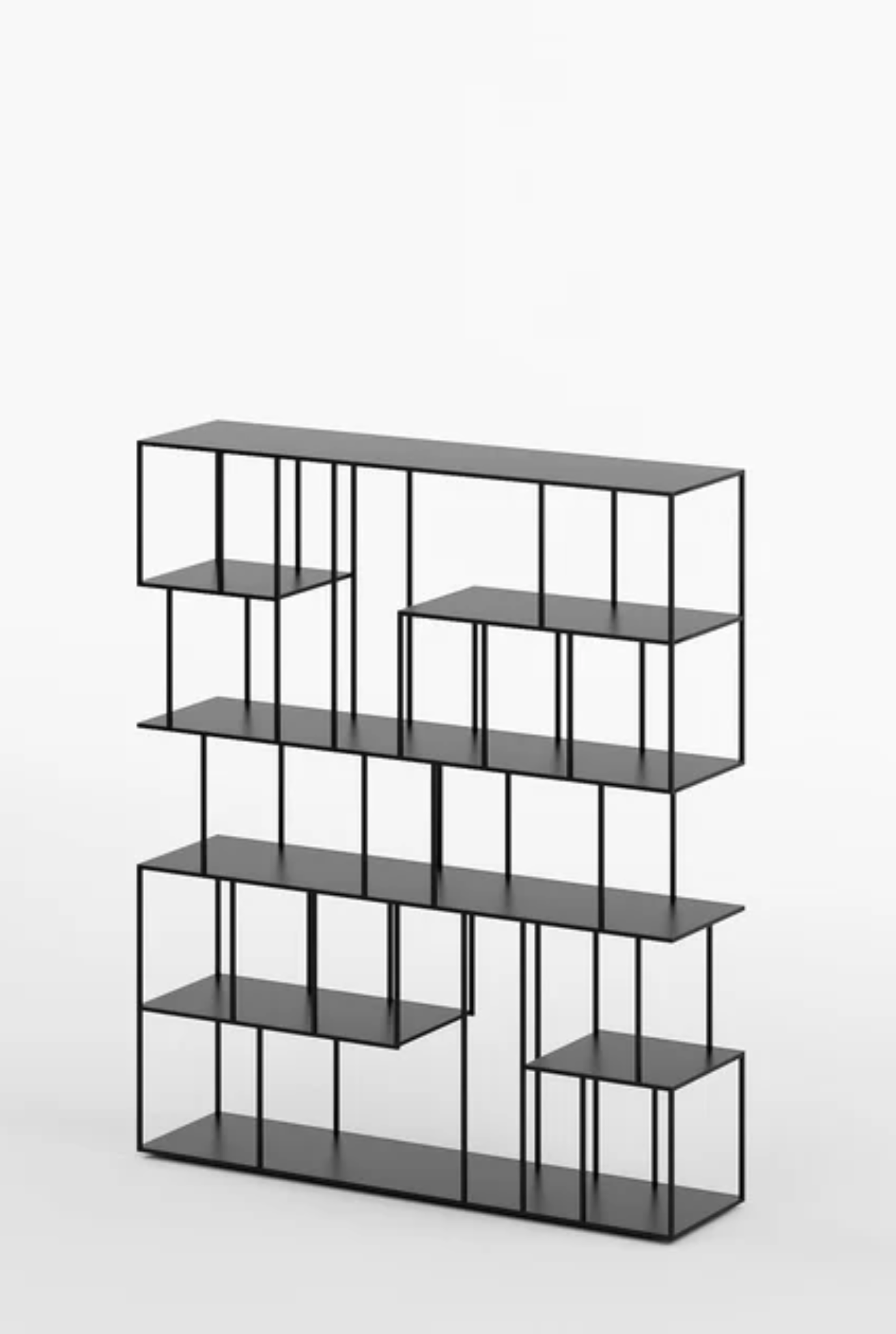 Geometric Grid Metal Bookshelf In Matt Black