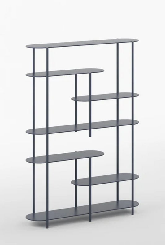 Oval Minimalist Modern Metal Bookshelf in Graphite Grey Colour