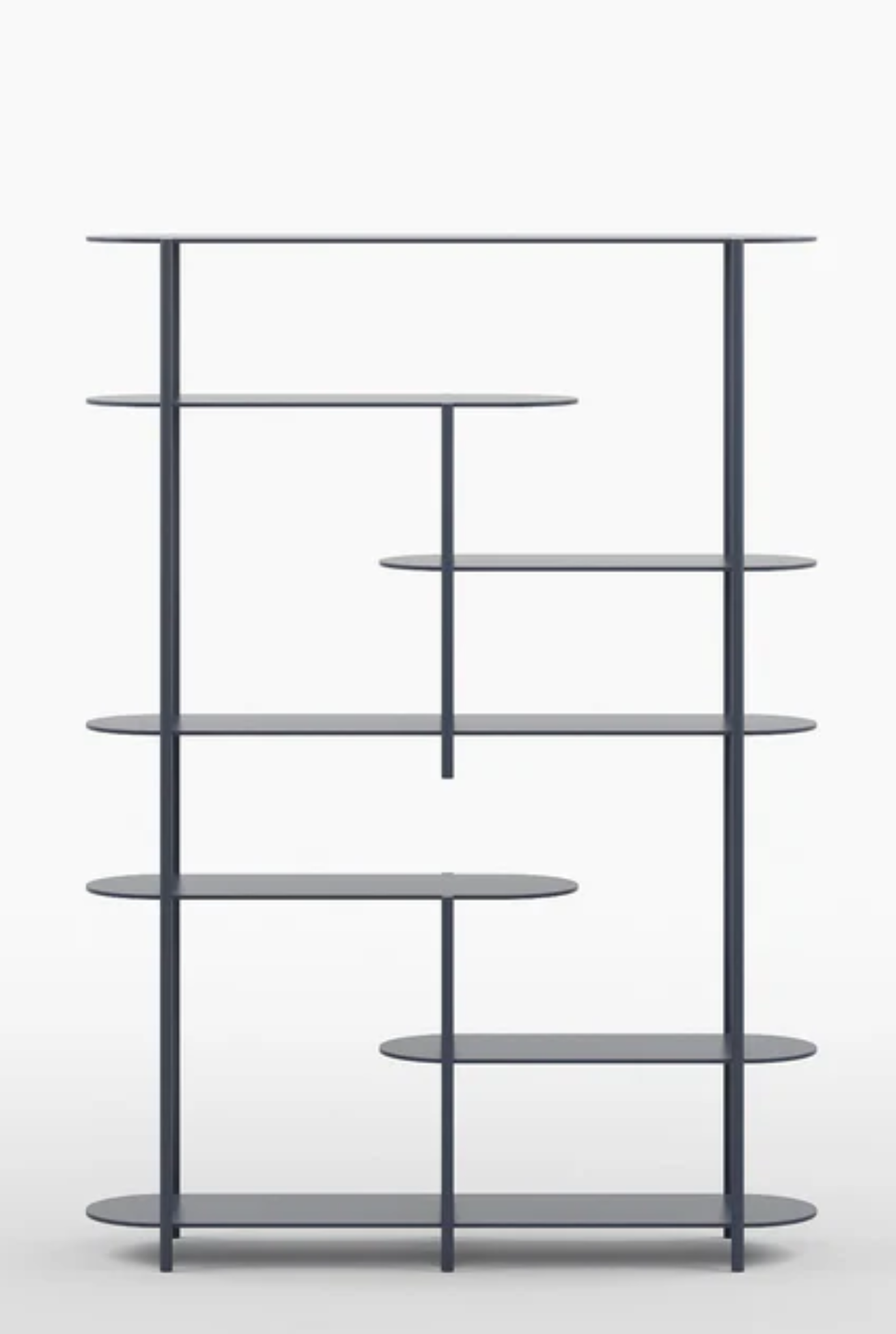 Oval Minimalist Modern Metal Bookshelf in Graphite Grey Colour