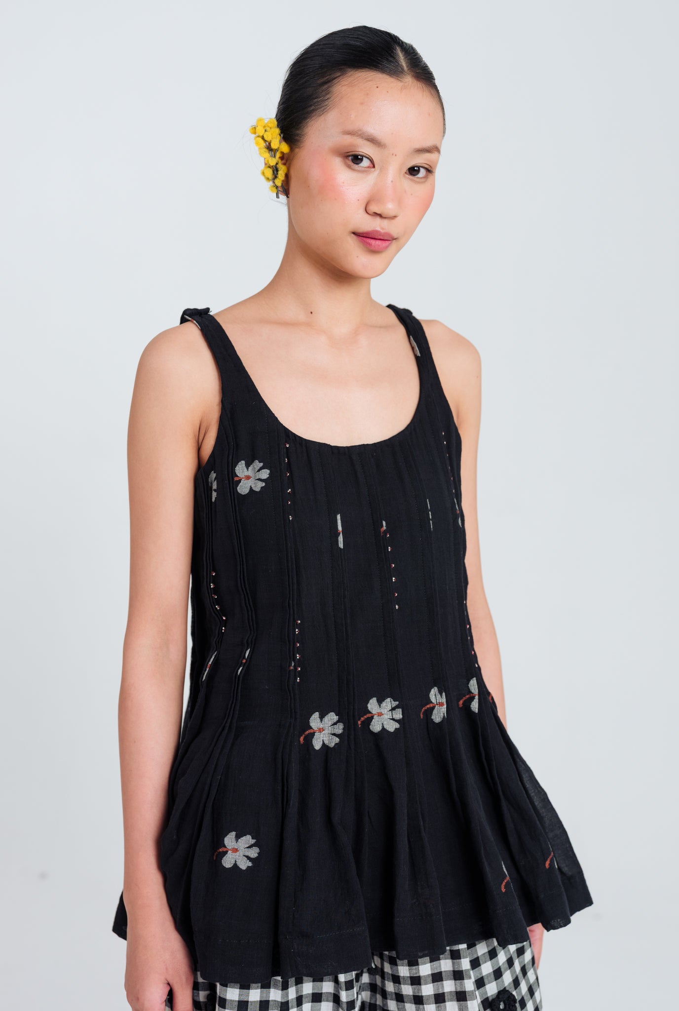 Leap Jamdani Pleated Top