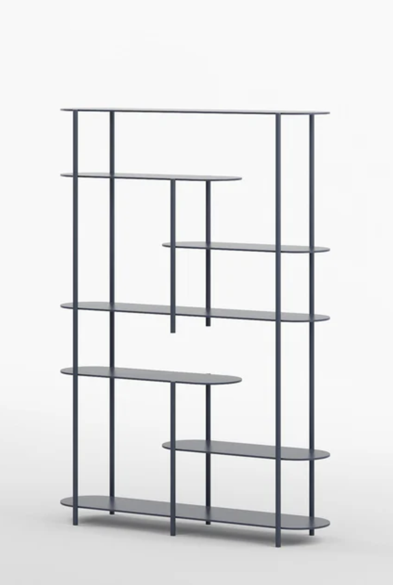 Oval Minimalist Modern Metal Bookshelf in Graphite Grey Colour