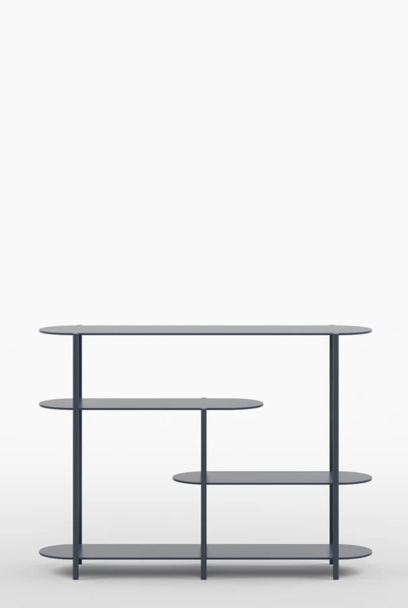 Oval Minimalist Modern Metal Console Entryway Table in Graphite Grey Colour