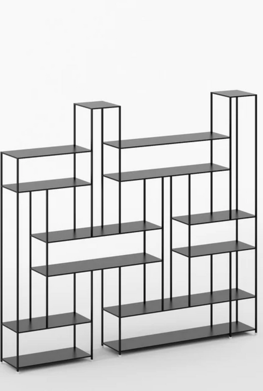 Puzzle Geometric Metal Bookshelf in Matt Black Colour with Multiple Tier