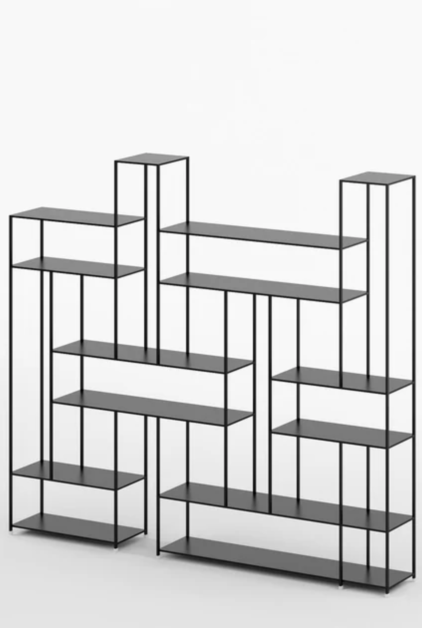 Puzzle Geometric Metal Bookshelf in Matt Black Colour with Multiple Tier