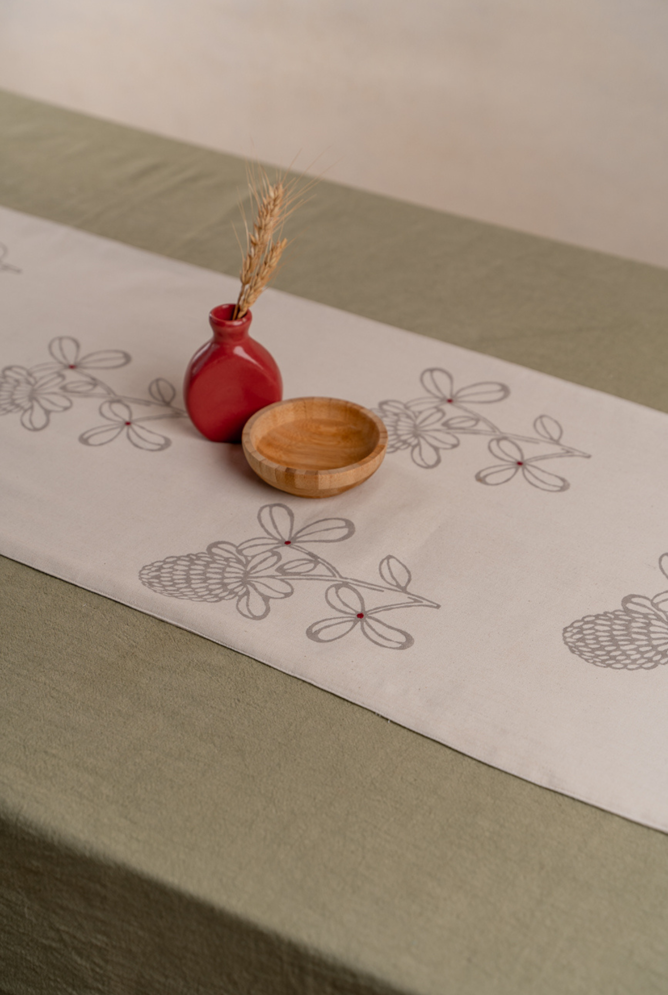 Firangipani Table Runner - Grey