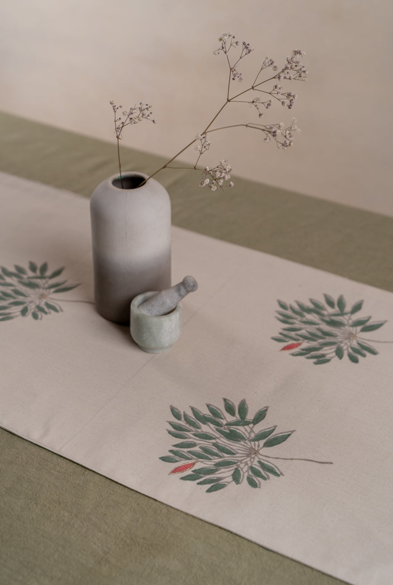 Gulmohar Table Runner With Striped Back