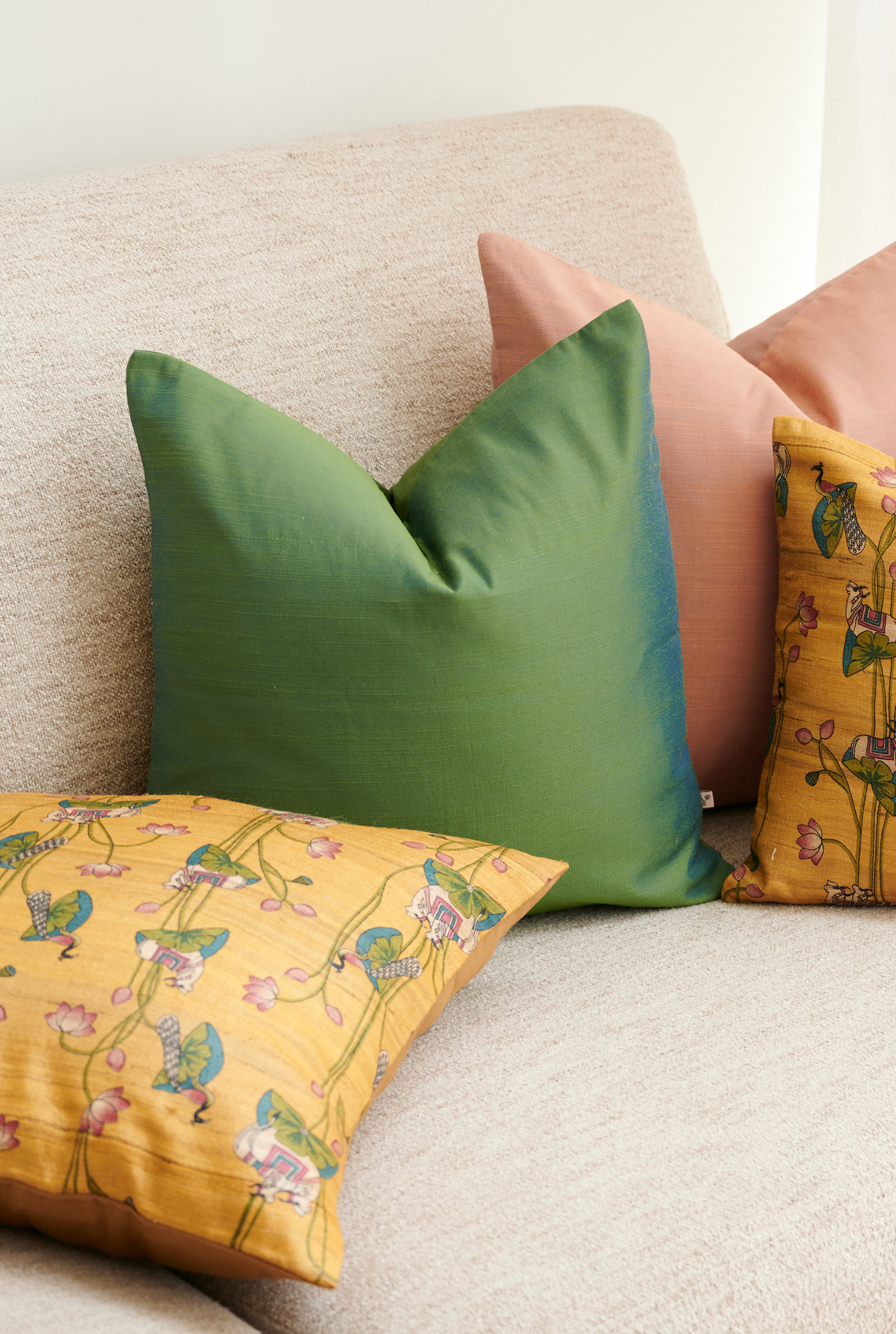 Emerald Solid Silk Cushion Cover