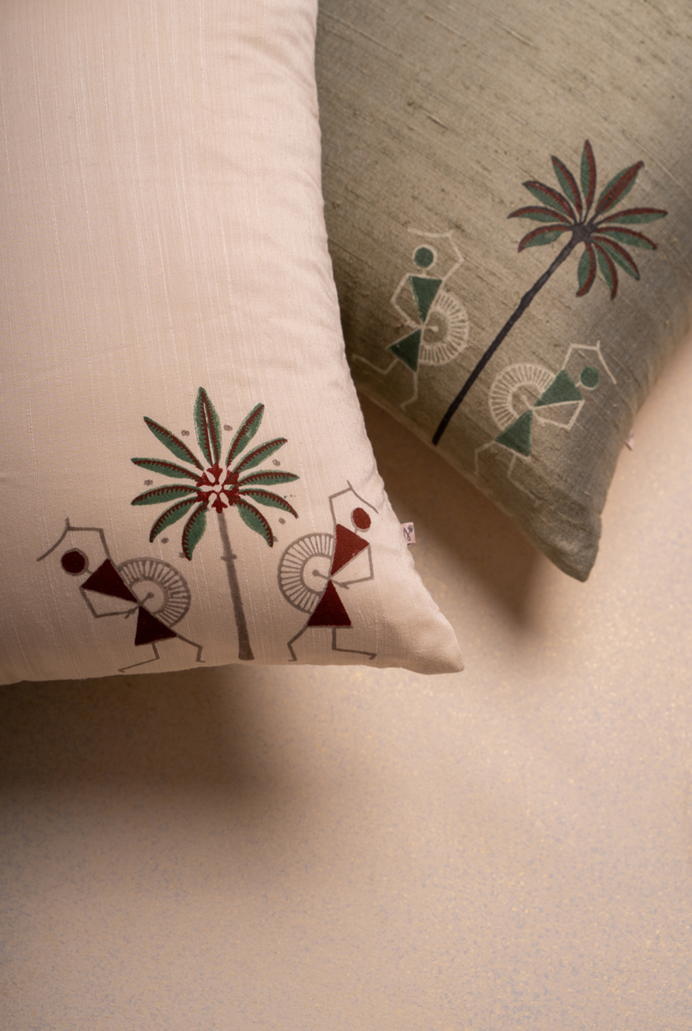 Tribal Tales Silk Cushion Cover -White