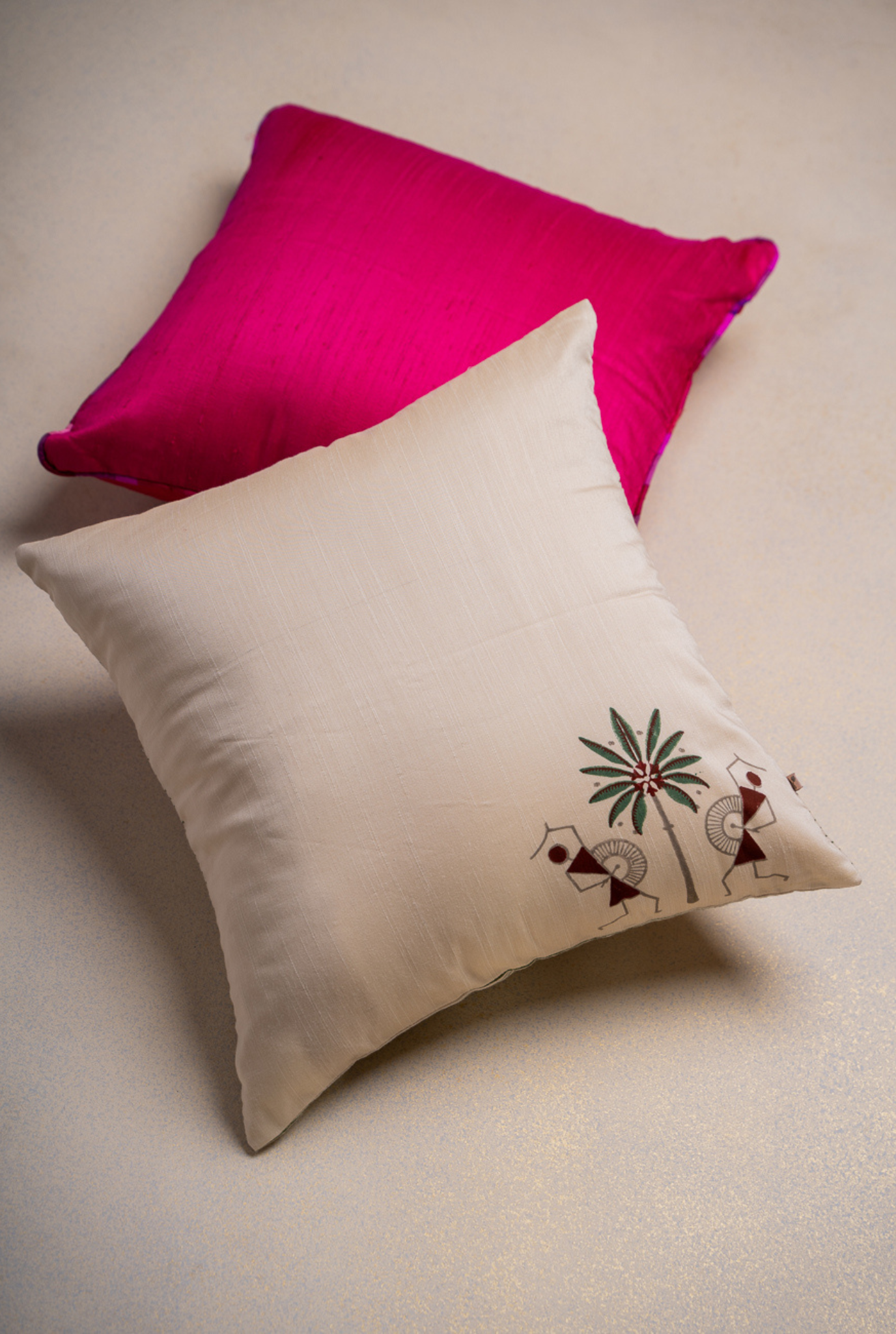 Tribal Tales Silk Cushion Cover -White